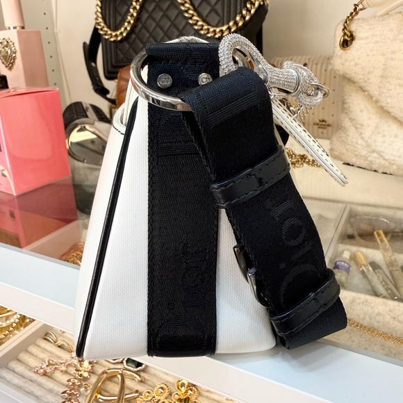 Vintage Rare model Christian Dior Hardcore Shoulder Bag Swarovski Crystals B&W - Picture 8 of 16